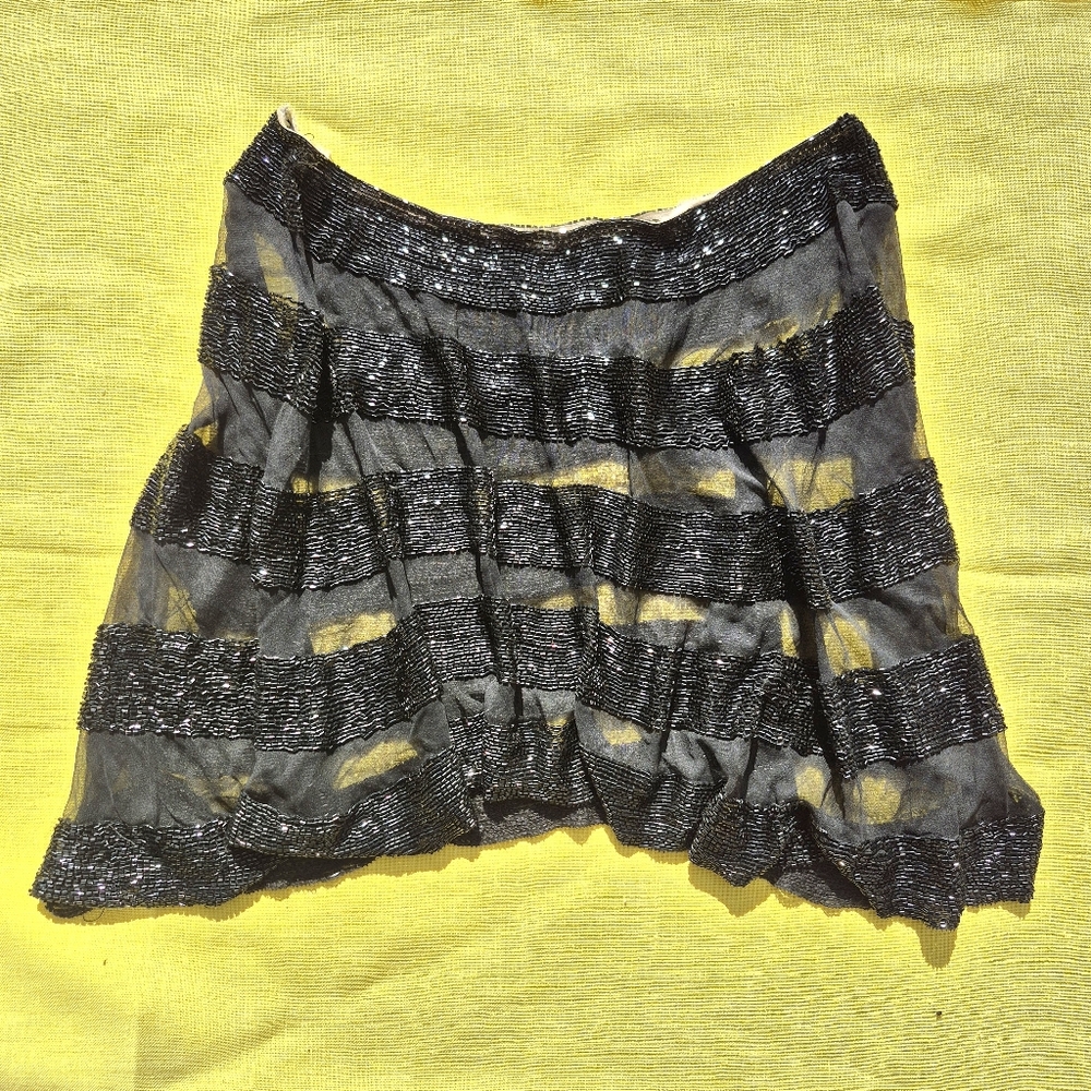 1920s Flapper Skirt French Jet Beads